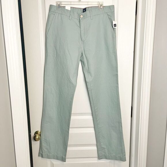 Gap Outlet NWT Slub High Rise Linen/Cotton Pocket Relaxed Fit Khaki Chino Pants - Picture 1 of 15